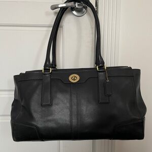 Coach Hampton Black Leather Carry-all Handbag
